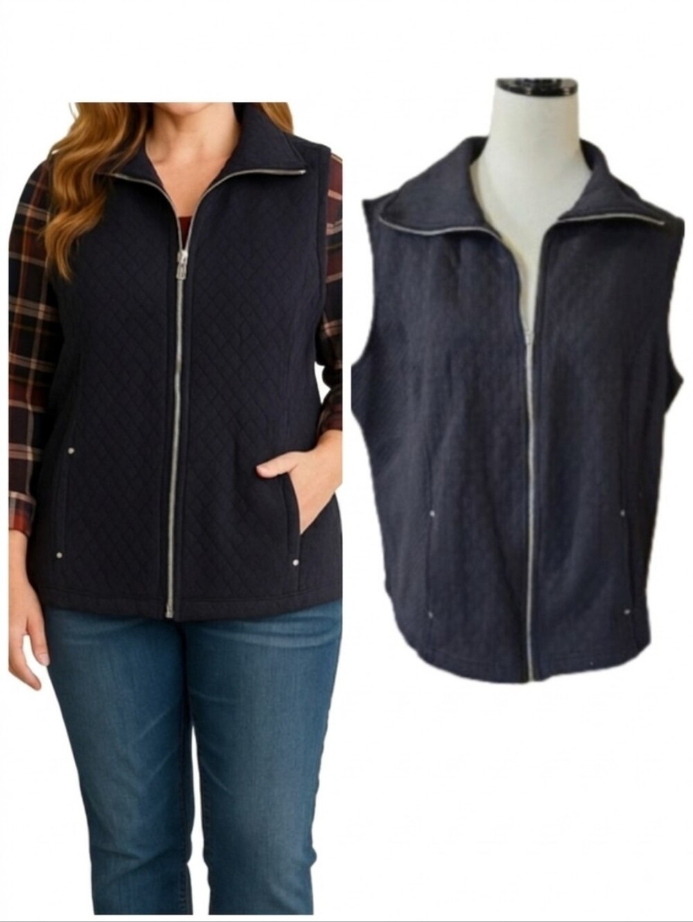 Karen Scott Women's plus size black quilted vest Women's plus size 0X